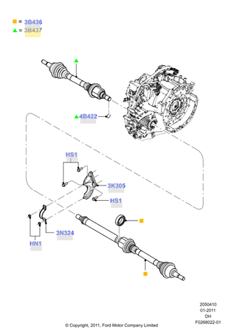 Привід лівий FV6Z3B437G FORD
