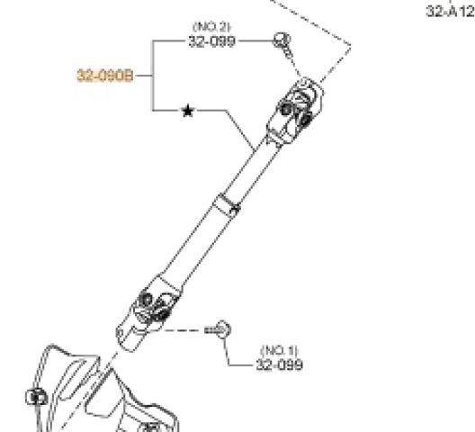 Вал рульової колонки, нижній TK5232AB0 MAZDA