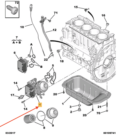 Корпус масляного фільтра 9823532380 PEUGEOT