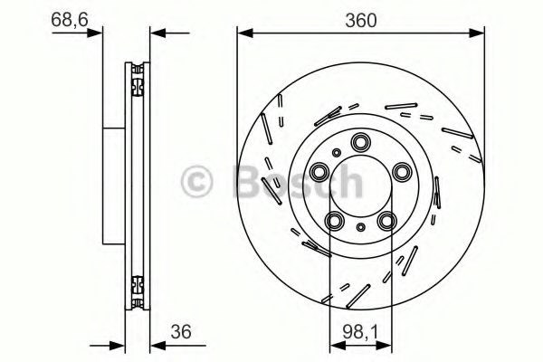 Диск гальмівний передній 0986479D22 BOSCH