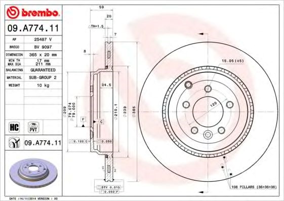 Задні дискові гальма 09A77411 BREMBO