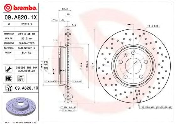 Ротор гальмівний 09A8201X BREMBO