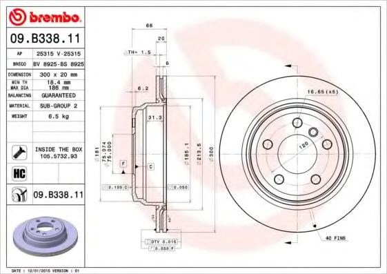 Диск заднього гальма 09B33811 BREMBO