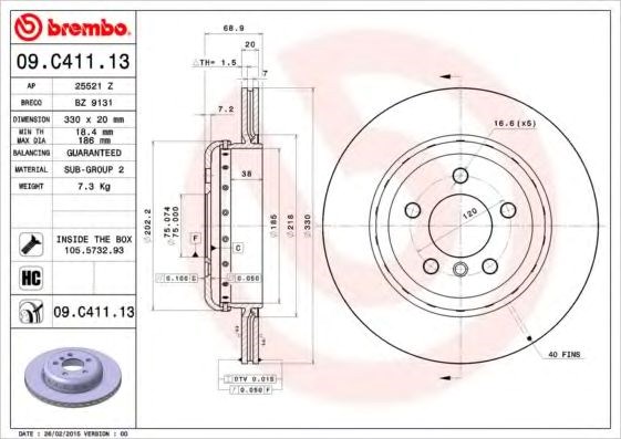 Дискові гальма 09C41113 BREMBO
