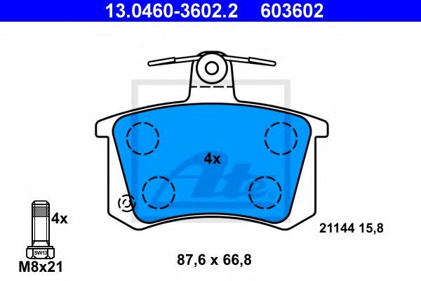 Bosch гальмівні колодки задн, audi 80/a4/100/a6/a8 (7815,866,9) 13.0460-3602.2
