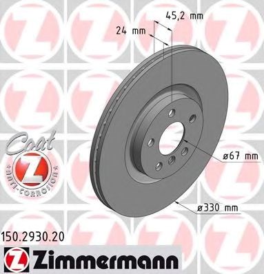 Диск гальмівний передній 150293020 ZIMMERMANN