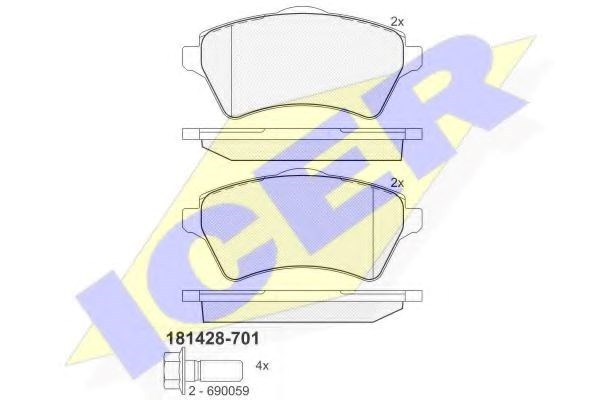 Передні гальмівні колодки 181428701 ICER