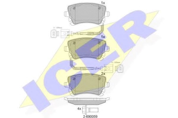 Комплект задніх колодок 181674 ICER