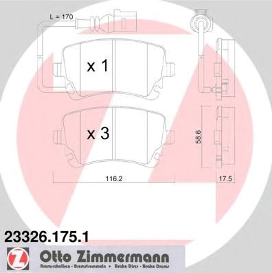 Колодки на гальмо задній дисковий 233261751 ZIMMERMANN