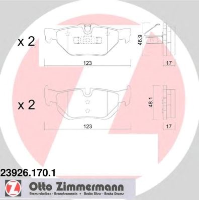 Комплект задніх колодок 239261701 ZIMMERMANN
