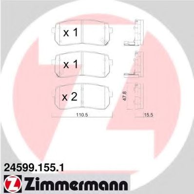 Задні гальмівні колодки 245991551 ZIMMERMANN