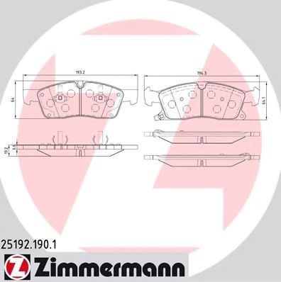 Передні гальмівні колодки 251921901 ZIMMERMANN