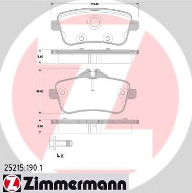 Колодки гальмові задні, дискові 252151901 ZIMMERMANN