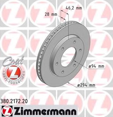 Диск переднього гальма 380217220 ZIMMERMANN