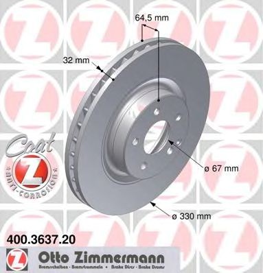 Диск гальмівний передній 400363720 ZIMMERMANN