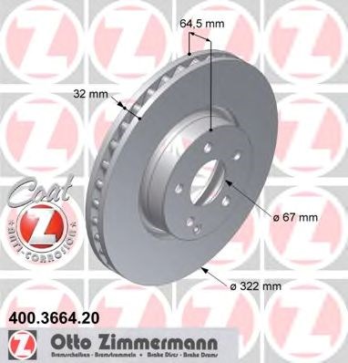 Диск переднього гальма 400366420 ZIMMERMANN