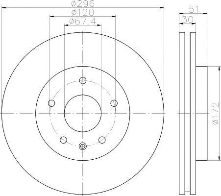 Диск переднього гальма 8DD355116031 HELLA