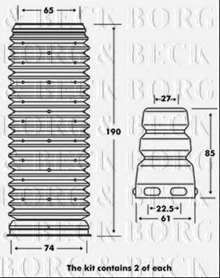 Bpk7001 borg & beck - пильвик амортизатора з відбійником к-т BPK7001