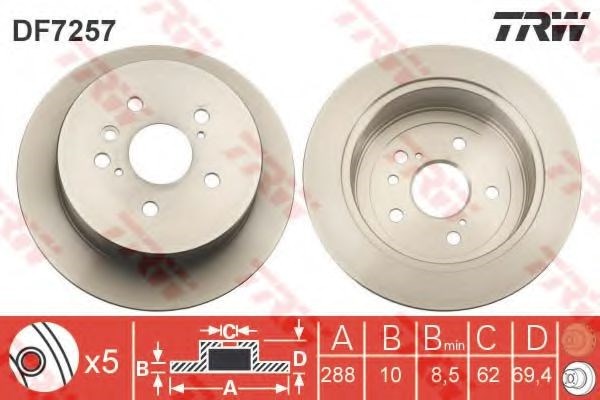 Гальмівний диск зад. lexus rx 03-08 3.0-3.5 DF7257
