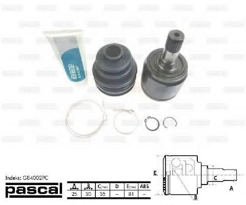 ШРУС внутрішній, передній G84002PC PASCAL