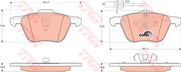 Передні гальмівні колодки GDB1460 TRW