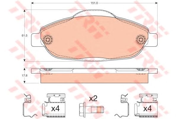 Колодки гальмівні дискові комплект GDB1761 TRW
