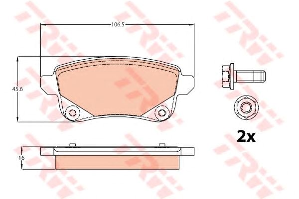 Задні колодки GDB2082 TRW