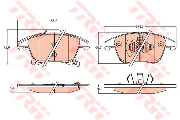 Колодки гальмівні передні, дискові GDB2092 TRW