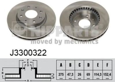 Диск переднього гальма J3300322 NIPPARTS