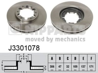 Диск гальмівний передній J3301078 NIPPARTS