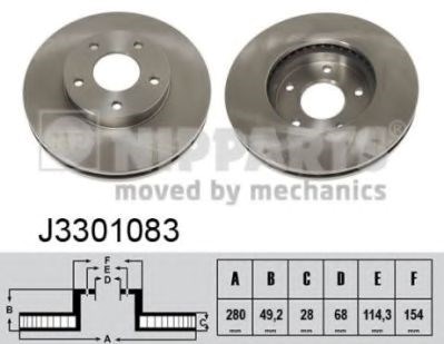 Диск гальмівний передній J3301083 NIPPARTS