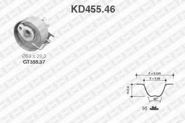 Ремонтний комплект для заміни паса  газорозподільчого механізму KD455.46
