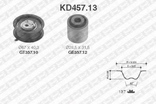 Ремонтний комплект для заміни паса  газорозподільчого механізму KD457.13