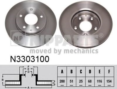 Гальмо дискове переднє N3303100 NIPPARTS