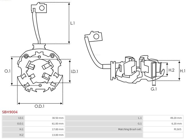 Щеткодеpжатель стартера SBH9004 AS-PL
