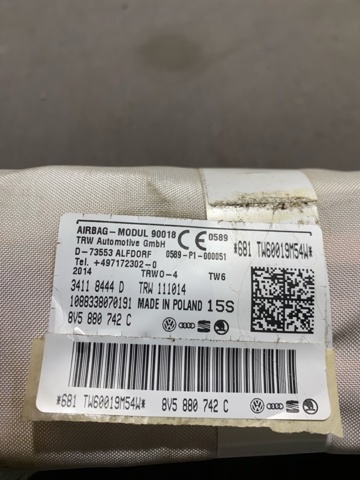 Подушка безпеки, збоку, права, AIRBAG 8V5880742C VAG