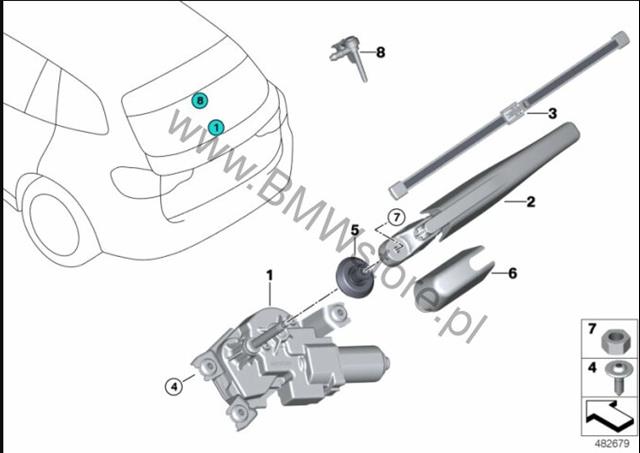 Двигун склоочисника заднього скла 67637453144 BMW