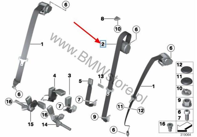 Ремінь безпеки задній 72117259396 BMW