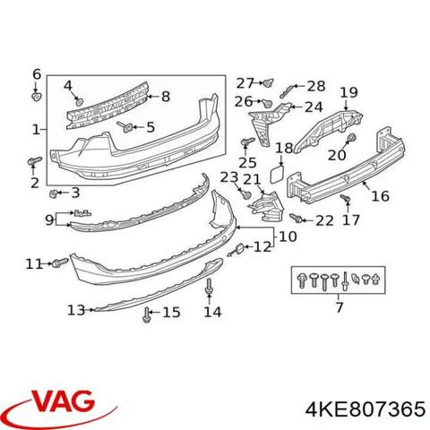 Кронштейн бампера заднього, лівий 4KE807365 VAG