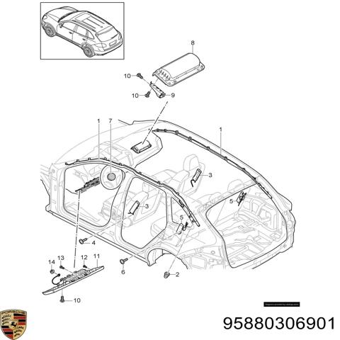 Подушка безпеки, збоку ейрбегів 95880306901 PORSCHE