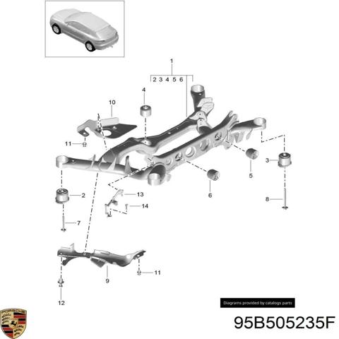 Балка задньої підвіски, підрамник 95B505235F PORSCHE