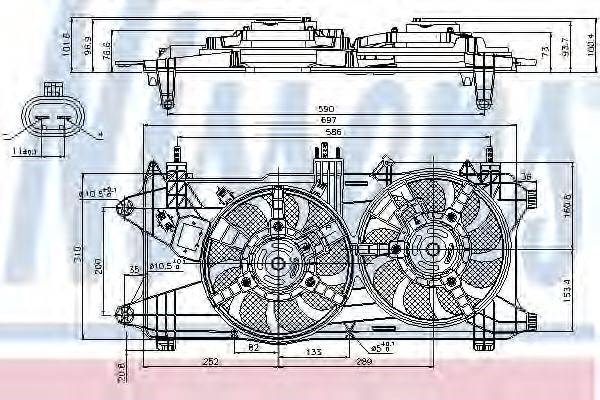 Дифузор радіатора охолодження, в зборі з мотором і крильчаткою 85689 NISSENS