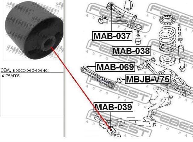 Сайлентблок заднього поздовжнього нижнього важеля M25V45E RBI