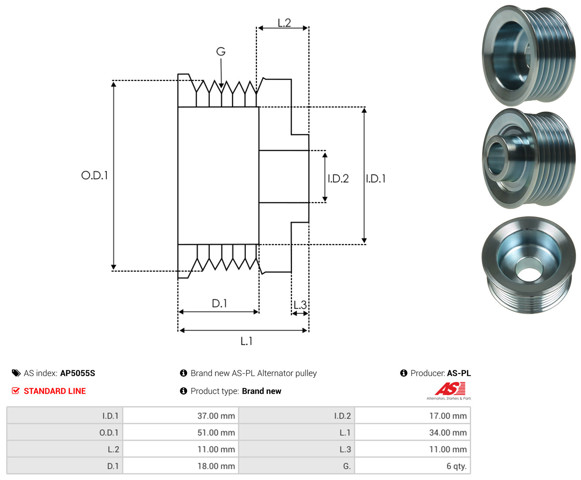 Купити AP5055S AS/Auto Storm Шків генератора