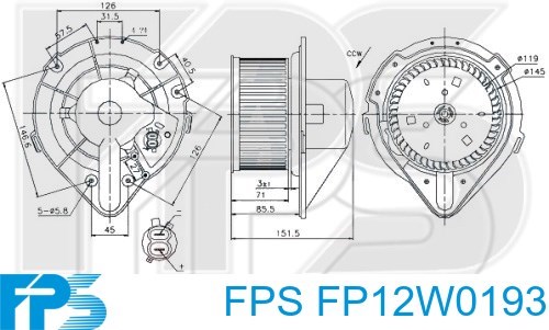 Двигун вентилятора пічки (обігрівача салону) FP12W0193 FPS