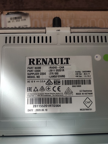 Магнітола (радіо AM/FM) Renault (RVI) 281155201R ціна, від 220.26 USD