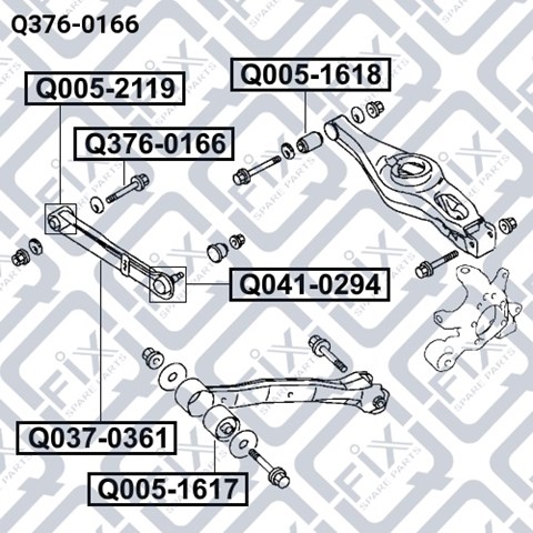 Болт кріплення заднього розвального важеля, внутрішній Q-fix Q3760166 ціна, від 5.33 USD