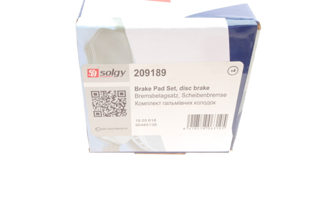 209189 Solgy Колодки гальмівні задні, дискові