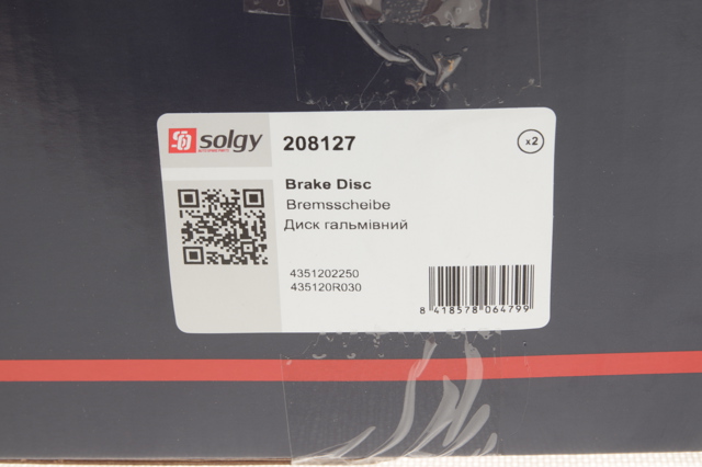 208127 Solgy Гальмо дискове переднє