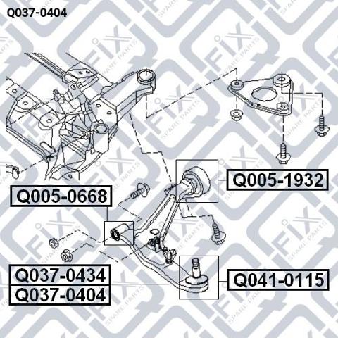 Правий важіль передній нижній підвіски Q-fix Q0370404